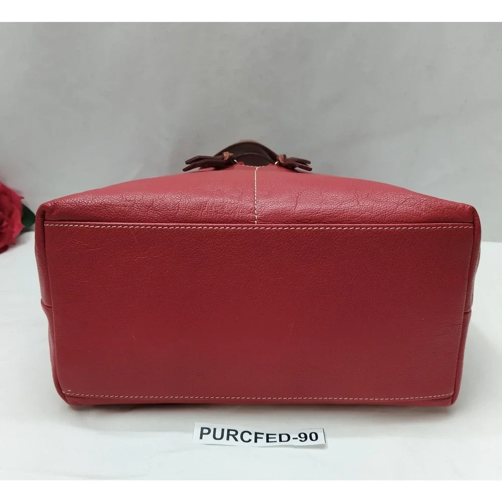 Dooney & Bourke Red Pebbled Leather Zipper Pockets Hobo Shoulder Bag